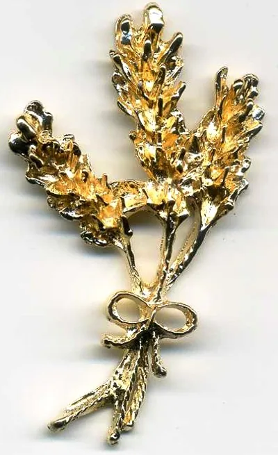 Finding Gold Flower Branch W/Bow, 30mm Wide x 53mm Height (3cm x 5.3cm) (F369)
