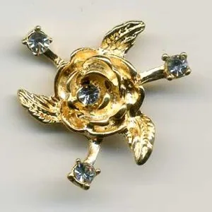 Finding Gold Flower W/Rhinestones, 23mm Diameter (2.3cm) (F368)