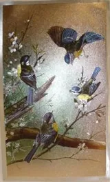Foil Print - Blue Tits and Great Tits, 83mm x 140mm (3 1/4" x 5 1/2") actual size of image/print (FP130918)