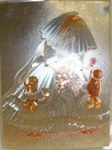 Foil Print - Flowers and Bridesmaid, 140mm x 105mm ( 5 1/2" x 4 1/8") actual size of image/print (FP142048)