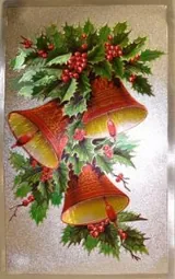 Foil Print - Holly and Bells, 83mm x 140mm (3 1/4" x 5 1/2") actual size of image/print (FP139116)