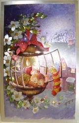 Foil Print - Mouse in Lantern With Holly (FP110128)