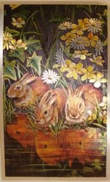 Foil Print - Rabbits, 83mm x 140mm (3 1/4" x 5 1/2") actual size of image/print (FP131024)