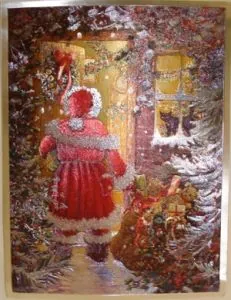 Foil Print - Santa at Front Door, 140mm x 105mm ( 5 1/2" x 4 1/8") actual size of image/print (FP142119)