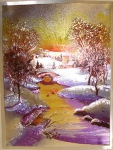 Foil Print - Winter Bridge, 140mm x 105mm ( 5 1/2" x 4 1/8") actual size of image/print (FP142488)