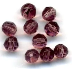 Glass Bead Faceted Round Amethyst 4mm, 4mm Packet of 10 (GB136)