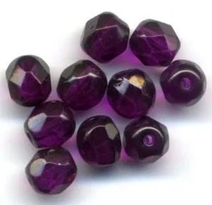 Glass Bead Faceted Round Amethyst 6mm, 6mm Packet of 10 (GB106)
