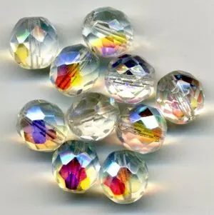 Glass Bead Faceted Round CAB 10mm, 10mm Packet of 10 (GB156)