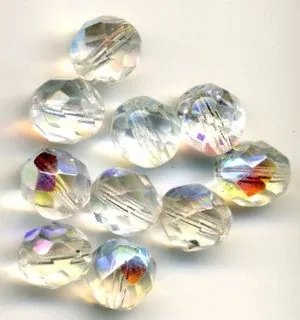 Glass Bead Faceted Round CAB 8mm, 8mm Packet of 10 (GB155)
