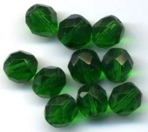 Glass Bead Faceted Round Dk Emerald 8mm, 8mm Packet of 10 (GB147)