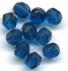 Glass Bead Faceted Round Dk Sapphir 5mm, 5mm Packet of 10 (GB141)