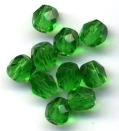 Glass Bead Faceted Round Emerald 5mm, 5mm Packet of 10 (GB143)