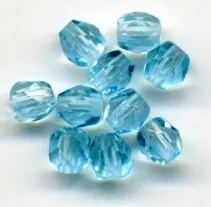 Glass Bead Faceted Round Lt. Aqua 4mm, 4mm Packet of 10 (GB134A)