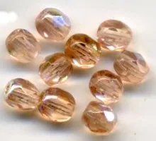 Glass Bead Faceted Round Lt.Rose 4mm, 4mm Packet of 10 (GB133A)