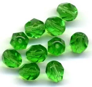 Glass Bead Faceted Round Peridot 8mm, 8mm Packet of 10 (GB148A)