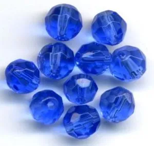 Glass Bead Faceted Round Sapphire 6mm, 6mm Packet of 10 (GB107)