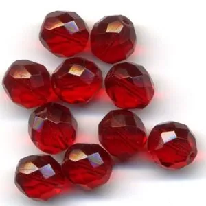 Glass Bead Faceted Round Siam 10mm, 10mm Packet of 10 (GB157)