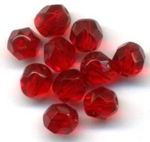 Glass Bead Faceted Round Siam 6mm, 6mm Packet of 10 (GB105)