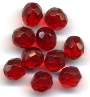 Glass Bead Faceted Round Siam 8mm, 8mm Packet of 10 (GB148)