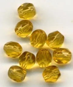Glass Bead Faceted Round Topaz 5mm, 5mm Packet of 10 (GB138)