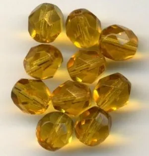 Glass Bead Faceted Round Topaz 8mm, 8mm Packet of 10 (GB147D)