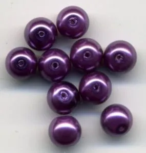 Glass Pearls 6mm Amethyst, 6mm Sold in a packet of 10 (GPAME6)