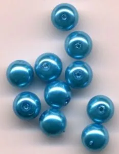 Glass Pearls 6mm Aquamarine, 6mm Sold in a packet of 10 (GPAQU6)