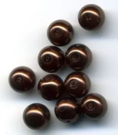 Glass Pearls 6mm Brown, 6mm Sold in a packet of 10 (GPBRO6)