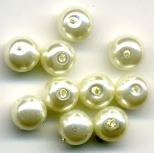 Glass Pearls 6mm Cream, 6mm Sold in a packet of 10 (GPCRM6)