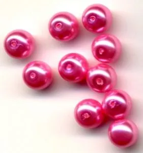 Glass Pearls 6mm Fuchsia, 6mm Sold in a packet of 10 (GPFUC6)