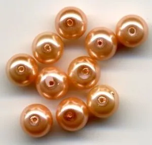 Glass Pearls 6mm Peach, 6mm Sold in a packet of 10 (GPPCH6)