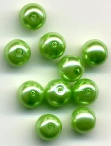 Glass Pearls 6mm Peridot, 6mm Sold in a packet of 10 (GPPER6)