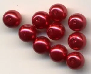 Glass Pearls 6mm Ruby, 6mm Sold in a packet of 10 (GPRUY6)