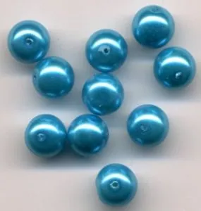 Glass Pearls 8mm Aqua, 8mm Sold in a packet of 10 (GPAQU8)