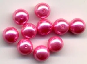 Glass Pearls 8mm Fuchsia, 8mm Sold in a packet of 10 (GPFUC8)