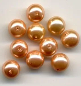 Glass Pearls 8mm Peach, 8mm Sold in a packet of 10 (GPPCH8)
