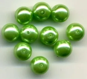 Glass Pearls 8mm Peridot, 8mm Sold in a packet of 10 (GPPER8)
