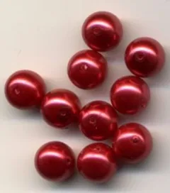 Glass Pearls 8mm Ruby, 8mm Sold in a packet of 10 (GPRUY8)