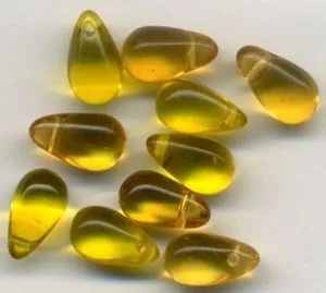 Glass Tear Drops Topaz, 17mm x 10mm Packet of 10 (GB127)