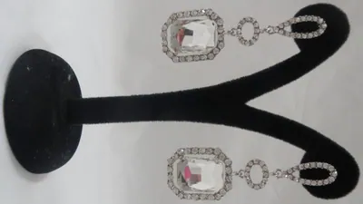 Jewellery Earrings Crystal/ Diamonds, 62mm Length (JEAR01)