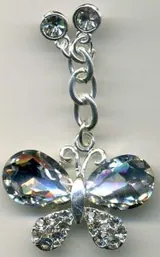 Lucky Charm Butterfly w/Crystals, 40mm Wide (JCHA10)