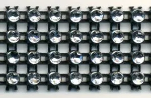 Mesh Braid 4 Row Black & Crystal, 20mm Wide (C164)