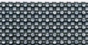 Mesh Braid Black & Crystal, 125mm Wide (12.5cm Wide) (C159)
