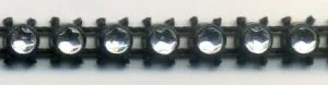 Mesh Braid Single Black & Crystal, 5mm Wide (C161)