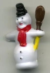 Miniature Christmas Snowman W/Broom, 40mm (4cm High) (CM64)