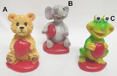Miniatures - Animal Holding Heart, 50mm High (5cm High) (ANHRT)