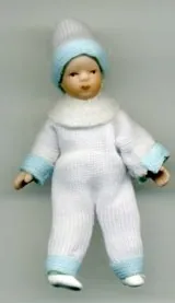 Miniatures Baby Boy in Woollen Romper, 70mm High (7cm High) (BAB30)