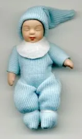 Miniatures Baby Boy in Woollen Romper, 70mm High (7cm High) (BAB33)