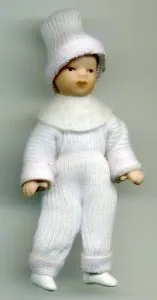 Miniatures Baby Girl in Woollen Romper, 70mm High (7cm High) (BAB31)