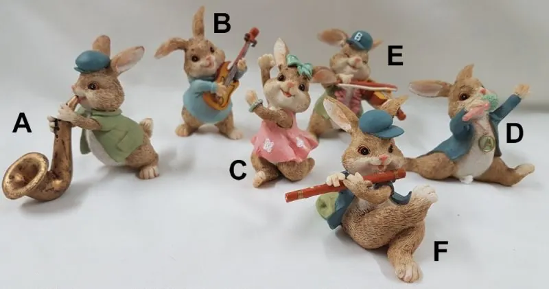 Miniatures Bunny Musical /Dancing, 60mm - 80mm High (6cm - 8cm) (RAB16)